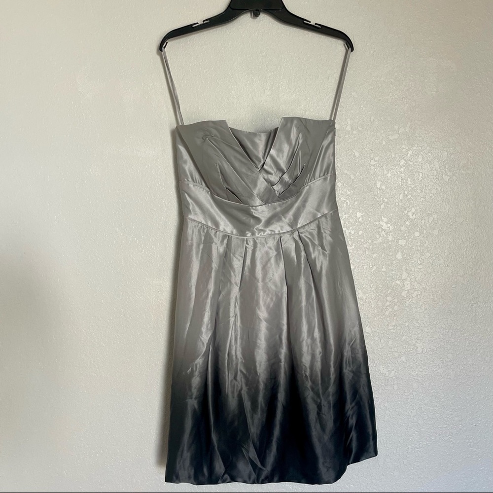 White House Black Market - Gray Silk Strapless Dress - Size 8